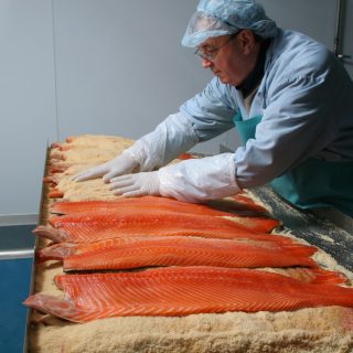 preparing salmon